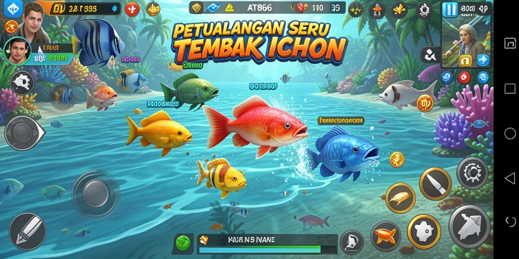 Tangkapan layar menampilkan gameplay seru Tembak Ikan.
