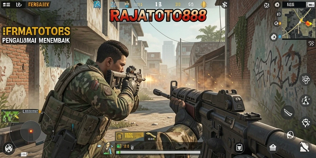 Gameplay seru dari RAJATOTO88 dalam pertempuran FPS.