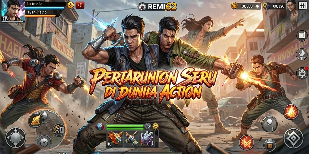Tampilan aksi seru karakter dalam REMI62.