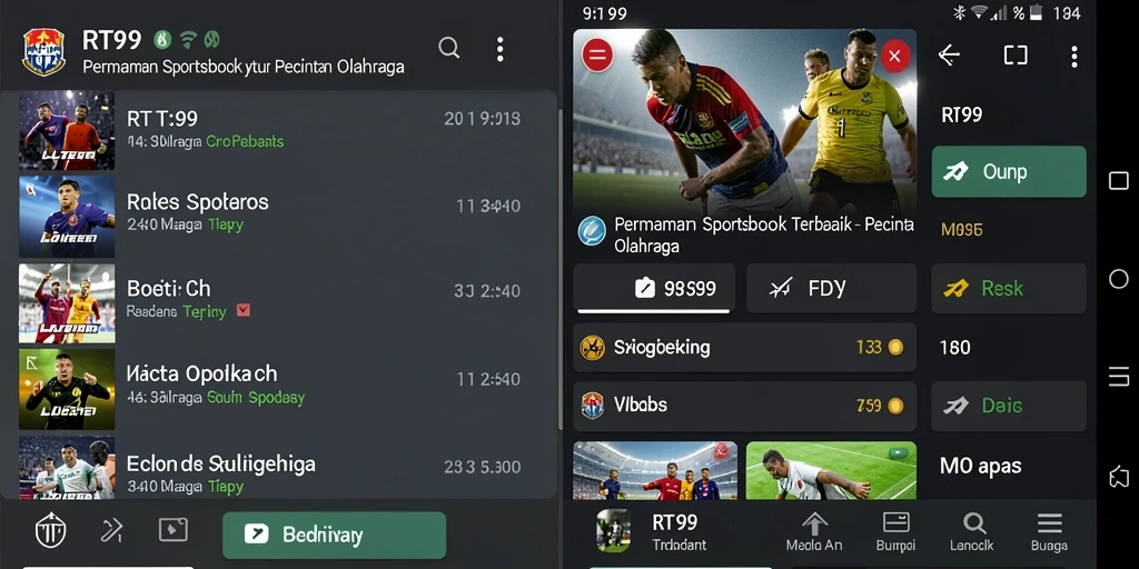 Screenshot RT99 menampilkan antarmuka menarik untuk taruhan olahraga.
