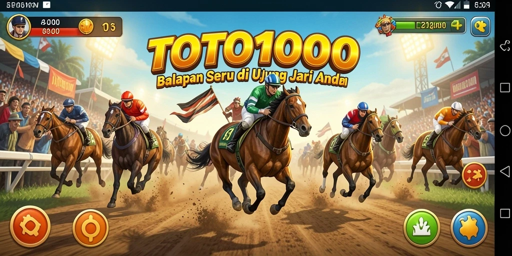 Screenshot gameplay dari TOTO1000 menampilkan balapan mendebarkan dan mobil yang keren.