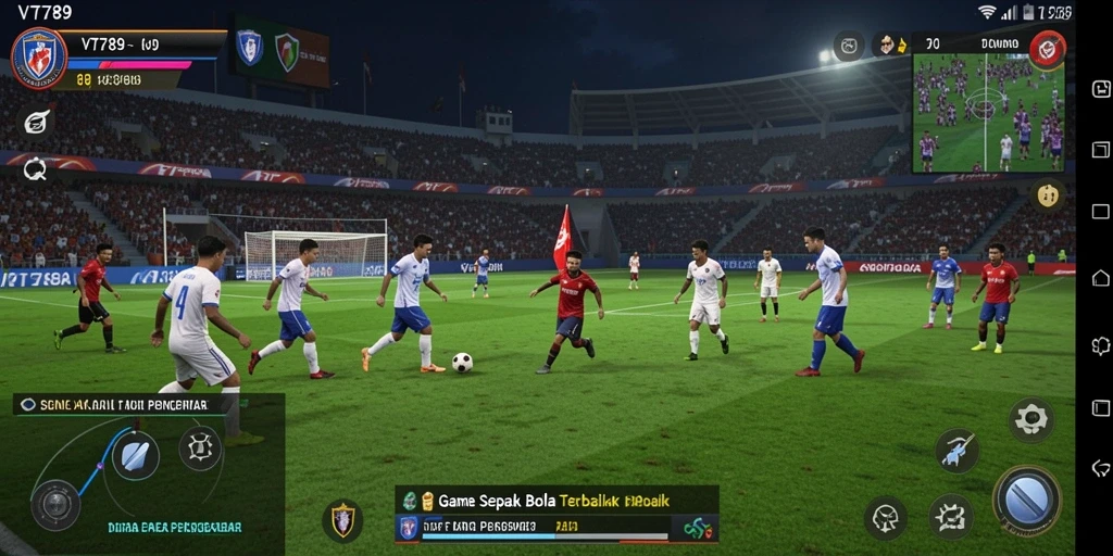 Tampilan gameplay VT789 dengan aksi sepak bola yang seru.